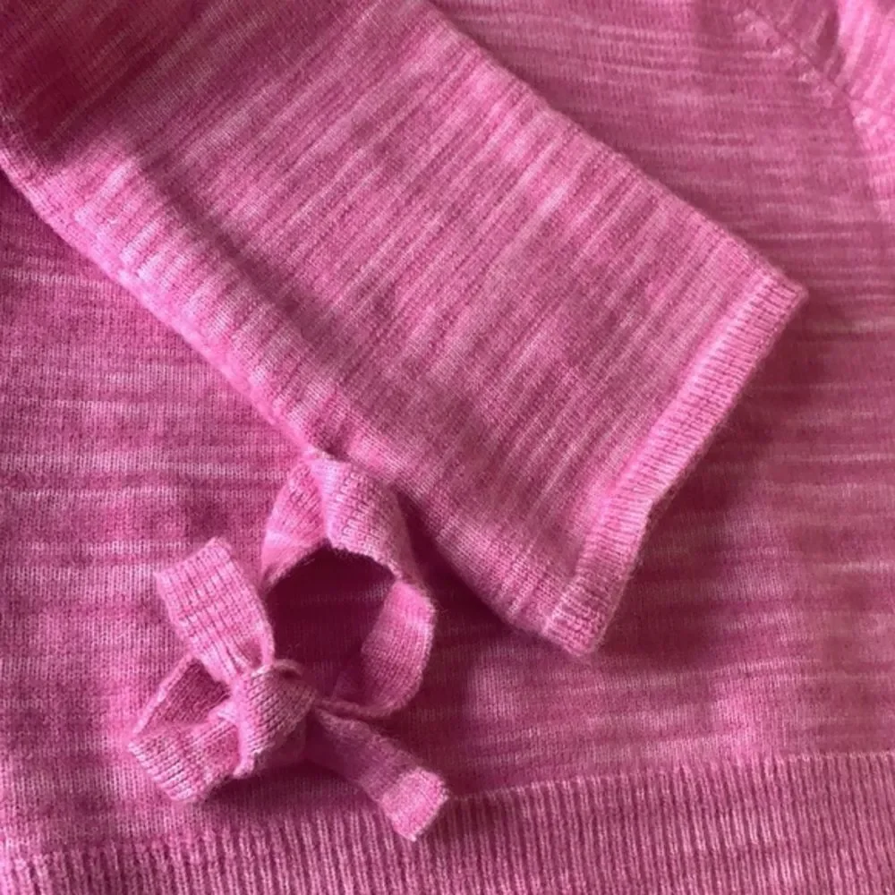 J.Crew Alpaca Blend Tie-sleeve Marled Pink Sweater Size Small